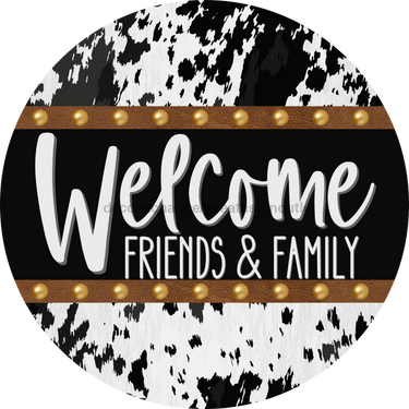 Cow Door Hanger Welcome Dco-01372-Dh 18’ Round Wood